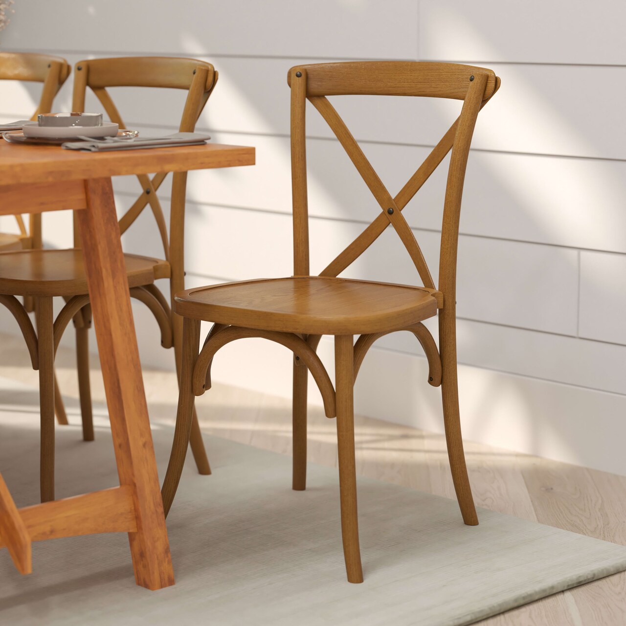 Merrick Lane Davisburg Stackable Wooden Cross Back Bistro Dining Chair